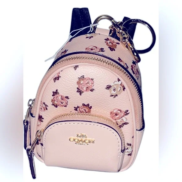 COACH MINI COURT BACKPACK BAGCHARM WITH ROSETTE PRINT - Picture 3 of 5
